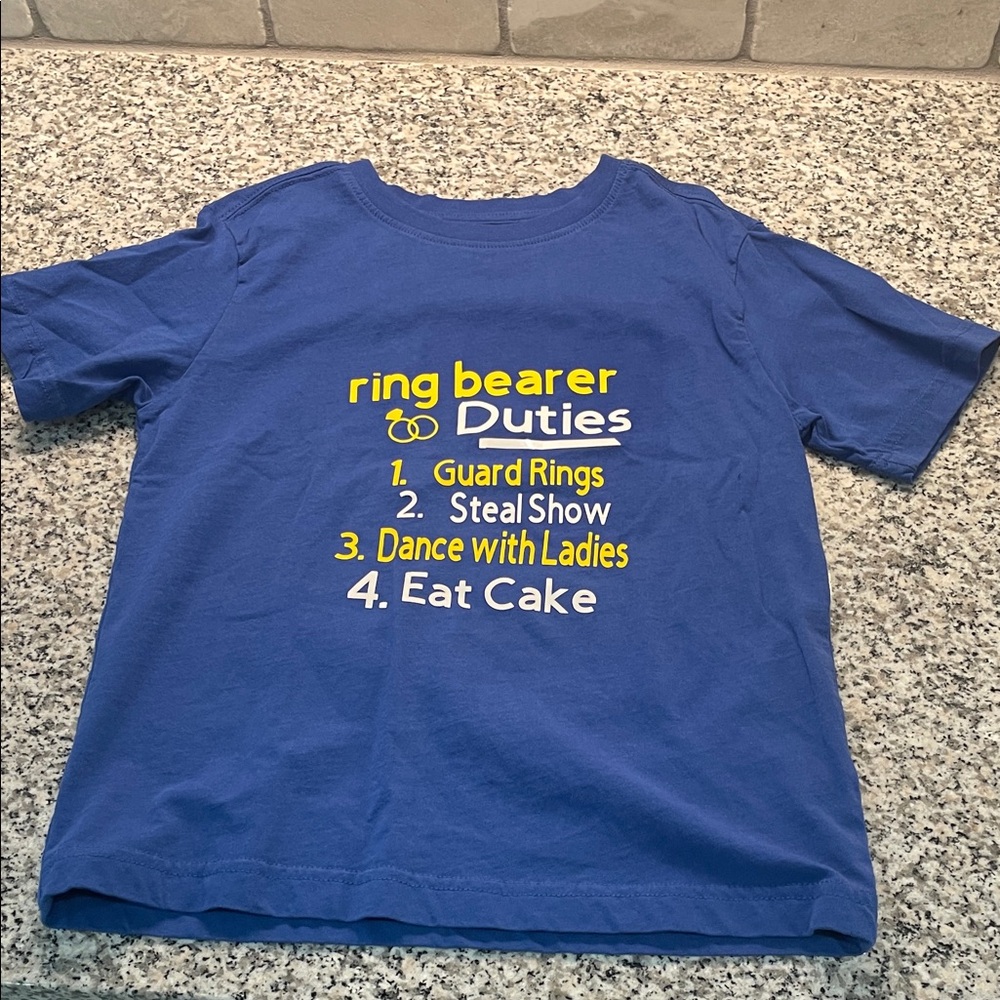 Basic Editions Blue Ring Bearer Duties Kids T-Shirt